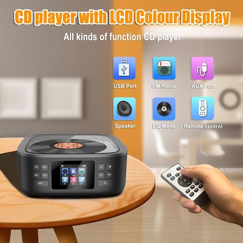 Bluetooth CD Player Portable,Desktop Boombox CD Player with Bluetooth Music Portable CD Player FM Radio & Bluetooth Speaker,LED Screen,Built-in Dual Speakers Support USB/AUX Headphone Jack for Home in Saudi Arabia