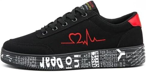 حذاء نسائي من TPbaeke برباط أمامي ورسومات جرافيكية، حذاء نسائي منخفض الأعلى | أحذية رياضية واسعة للتنس مع نعل خارجي مطاطي (ناعم وقابل للتنفس) in Kuwait