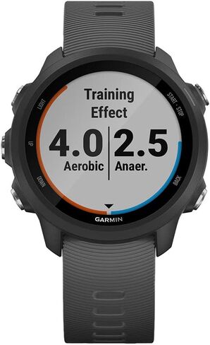 Garmin Forerunner 245، ساعة ذكية تعمل بنظام تحديد المواقع العالمي (GPS) مع ديناميكيات تشغيل متقدمة، ومراقبة معدل ضربات القلب، وتخزين الموسيقى والإشعارات الذكية، رمادي داكن (متجدد) in Saudi Arabia
