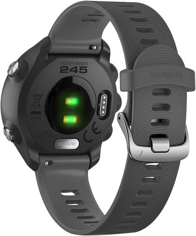 Garmin Forerunner 245، ساعة ذكية تعمل بنظام تحديد المواقع العالمي (GPS) مع ديناميكيات تشغيل متقدمة، ومراقبة معدل ضربات القلب، وتخزين الموسيقى والإشعارات الذكية، رمادي داكن (متجدد) in Saudi Arabia