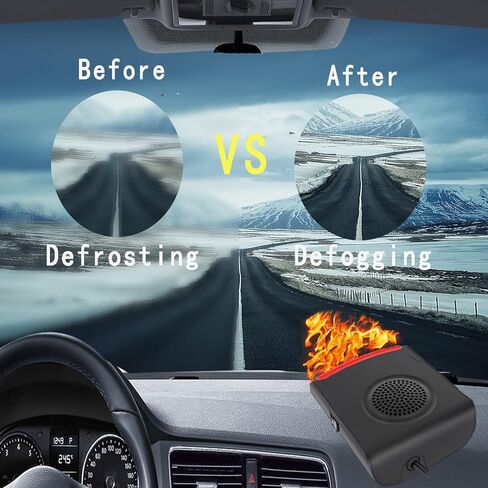 سخان سيارة محمول 12 فولت 150 وات، دوران 360 درجة 3 في 1، تسخين سريع، مروحة تبريد، مزيل الضباب ومزيل الصقيع مع وظيفة الروائح، ولاعة السجائر، سخان هواء صغير - أسود in Kuwait