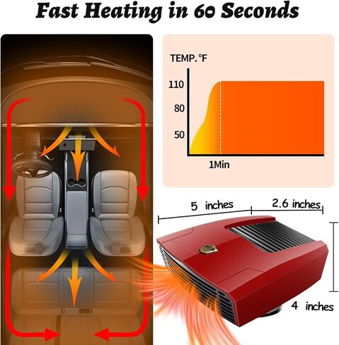 سخانات السيارة للمركبة 12 فولت، مزيل ضباب الزجاج الأمامي المحمول الذي يتم توصيله بولاعة السجائر، 150 وات in Kuwait