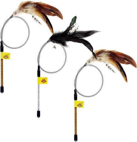 Cat Wand Toys,3Pcs Circular Patterned Ribbon Wand Toys for Cats and Kittens,Interactive Cat Toy Kitten Toy for Indoor Cats to Play Chase Exercis. in Saudi Arabia