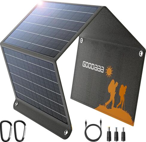GOODaaa 30W Portable Solar Panel with Three Outputs, USB QC 3.0 Fast Charging Foldable Solar Charger, IP65 Waterproof Panels for Outdoor, Dual USB & One DC Charger for Phones, Tablet, Power Station in Saudi Arabia