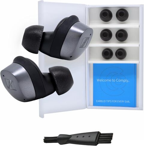 Comply Foam New TrueGrip Premium Memory Foam Tips for Sennheiser Momentum 3, 4 & ACCENTUM, Assorted S, M, L, Black 3-Pairs - Superior Noise Isolation, Increased Comfort, Secure Fit w/Cleaning Tool in Saudi Arabia