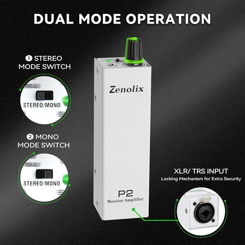 P2 Portable In Ear Monitor Amplifier, Headphone Amp with XLR/TRS Inputs 3.5mm Output, Enhanced Sound Quality, Durable Belt Clip, Guitar Headphone Amplifier with Stereo/Mono Switch for Performers,Black in Saudi Arabia