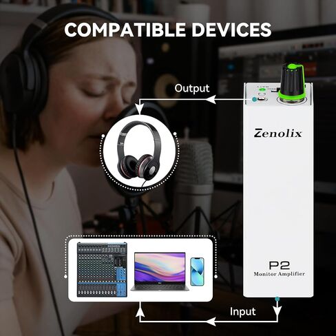 P2 Portable In Ear Monitor Amplifier, Headphone Amp with XLR/TRS Inputs 3.5mm Output, Enhanced Sound Quality, Durable Belt Clip, Guitar Headphone Amplifier with Stereo/Mono Switch for Performers,Black in Saudi Arabia