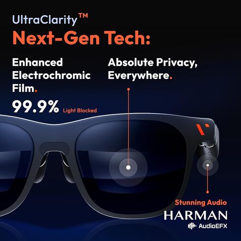 Pro XR/AR Glasses — 135" 120Hz 1000Nits UltraClarity Display, Harman Audio, Myopia Adjustments, Electrochromic Film, Smart Glasses for iPhone 16/15/Android/Mac/PC/Steam Deck/Gaming Consoles in Kuwait
