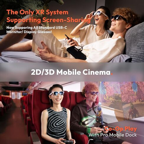 Pro XR/AR Glasses — 135" 120Hz 1000Nits UltraClarity Display, Harman Audio, Myopia Adjustments, Electrochromic Film, Smart Glasses for iPhone 16/15/Android/Mac/PC/Steam Deck/Gaming Consoles in Kuwait