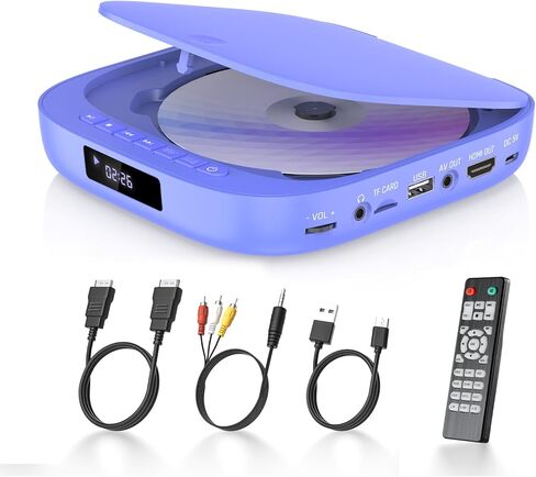 مشغلات DVD للتلفزيون Desobry Mini DVD Player HDMI RCA Output 1080P HD جميع المناطق مشغل DVD مجاني مع جهاز تحكم عن بعد، مشغل DVD مدمج للتلفزيون الذكي يدعم بطاقة USB/TF، PAL/NTSC in Kuwait