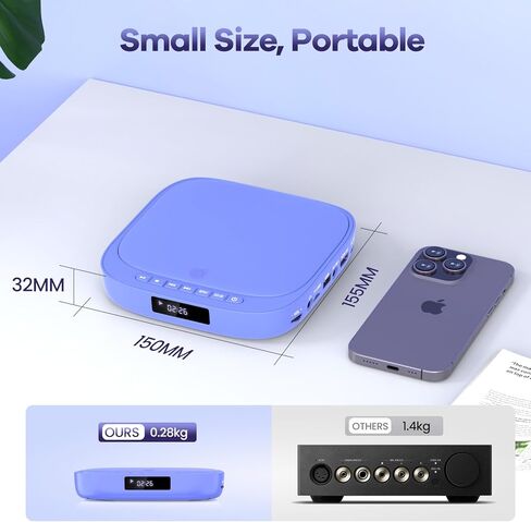 مشغلات DVD للتلفزيون Desobry Mini DVD Player HDMI RCA Output 1080P HD جميع المناطق مشغل DVD مجاني مع جهاز تحكم عن بعد، مشغل DVD مدمج للتلفزيون الذكي يدعم بطاقة USB/TF، PAL/NTSC in Kuwait