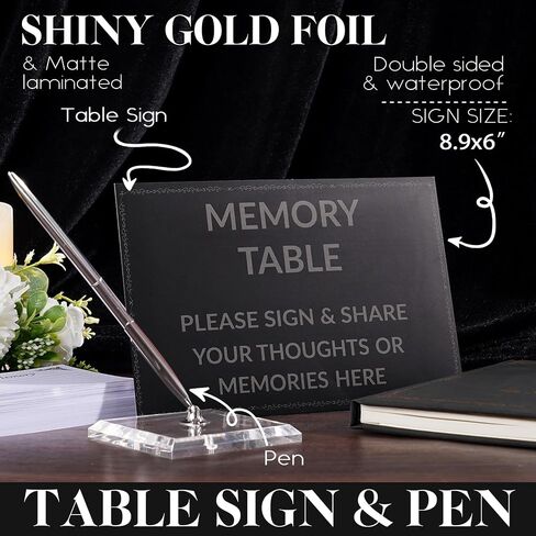 JIMBON Funeral Guest Book with Leather Cover,Cover Can Be Inserted with Images,Funeral Guest Book for Memorial Service 88 Pages,Celebration of Life Guest Book with A Memory Table Sign & Pocket in Saudi Arabia