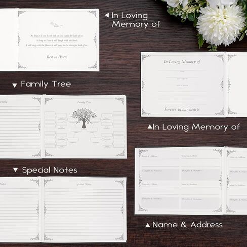 JIMBON Funeral Guest Book with Leather Cover,Cover Can Be Inserted with Images,Funeral Guest Book for Memorial Service 88 Pages,Celebration of Life Guest Book with A Memory Table Sign & Pocket in Saudi Arabia
