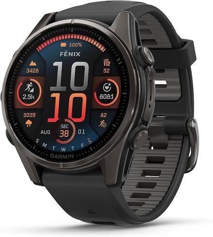 Garmin Fenix 8 AMOLED (47mm, Slate Gray/Black) Multisport GPS Smartwatch Gift Box Bundle - 1.4" Touchscreen, Built-in LED Flashlight with PlayBetter Charger, Screens, Adapter, Case in Kuwait