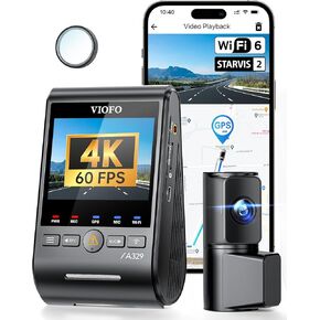 VIOFO A329 4K 60FPS Dash Cam Front and Rear, Built-in Wi-Fi 6 App Control, Dual STARVIS 2 Sensors, Support 4TB SSD Storage & 512GB microSD Card, Ultra HD 4K Dash Camera for Cars, 2 Channel HDR