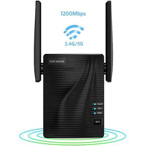 rockspace 1200Mbps WiFi Repeater (AC1200)-WiFi Range Extender Supports WPS One Button Setup with 2 External Antennas
