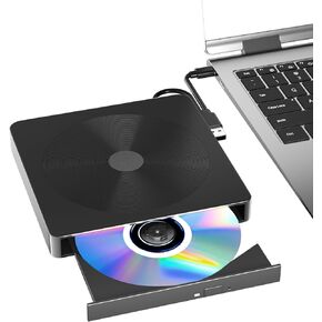 External CD/DVD Drive for Laptop with USB 3.0 & Type-C, Portable DVD Player Burner, Cd Rom External Drive for Laptop, Lightweight Cd Drive External Usb Compatible with PC Laptop Windows Mac Os Linux