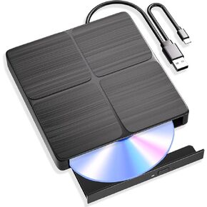 External Blu Ray Drive - Portable 3D Optical Bluray Drive for Laptop，3.0 USB & Type C Blu Ray Drive Read and Write BD/DVD/CD, Bluray Burner External Compatible with Windows XP/7/8/10/11, Linux, Mac OS