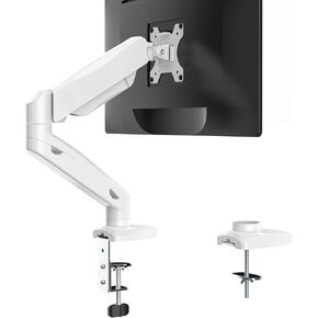WALI Single Monitor Mount, Gas Spring Monitor Arm for 17-34 inch Screens, Adjustable Computer Monitor Stand up to 26.4lbs, with Clamp and Grommet Base, Mounting Holes 75 and 100mm (GSMP001N), Black