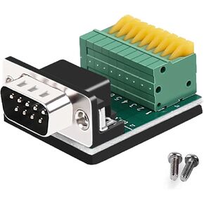 RS232 DB9 Quick Connect Solderless Adapter 9 Pin Spring Terminal Crimp Connector, for Serial Communication Interface Devices