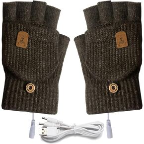 Men's Women's USB Heated Gloves Mitten, Heating with Button Hands Warmer Washable Design