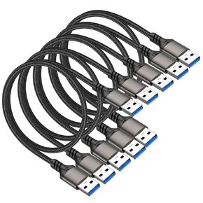 USB to USB Cable 5-Pack, USB A to USB A Cable 3FT, USB 3.0 Tyep-A Braied Male to Male Cable,USBA to USBA Cord 5Gbps Data Transfer for Computer, Hard Drive, Laptop, Monitor, TV, DVD Player, Camera
