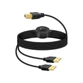 RIIEYOCA 2 in 1 USB Printer Cable Splitter,USB A Male to USB B Male Printer Cable with Toggle Switch for Two Computers,Plug and Play,Share Computer Keyboard Mouse Scanner Printer.(4.5M/14.7FT)