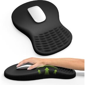MEKASS Ergonomic Mouse Pad with Wrist Rest, Memory Foam Mousepad for Carpal Tunnel Pain Relief, Desk Computer Wrist Support Mouse Pad with Non-Slip PU Base for Office Home (Black)