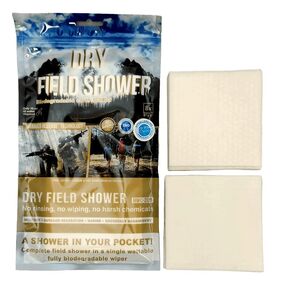 Nano Dry Field Shower Wipes 100% Biodegradable, Hypoallergenic Dermatologist Tested, Complete Shower in a Single Wipe, No Rinsing or Wiping Required, Managed Release Technology (1 Pack, 8 Wipes)