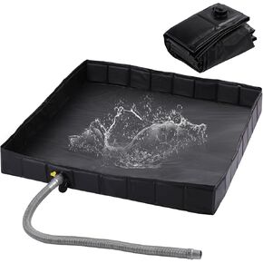 KRUI Camping Shower Base, Foldable Shower Tent Awning Base with Drain Hose to Keep Feet Clean, Portable Shower Pan for Indoor and Outdoor