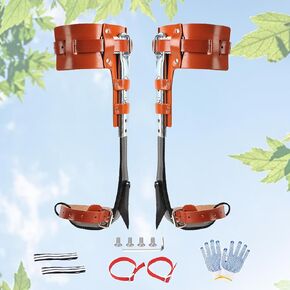 Tree Climbing Spikes, Upgraded Leather Tree Climbing Spikes Set,45# Steel Forging,Height Adjustable Tree Climbing Gear,Tree Climbing Tool for Tree Work,Logging,Fruit Picking(Brown)