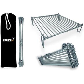 EPUKEN® Foldable Camping Grill | Folding Campfire Grill | Camping Grill | Lightweight 2.65 Lbs | Stainless Steel Grill | Easy Portability | Compact Foldable BBQ for Camping & Outdoor |