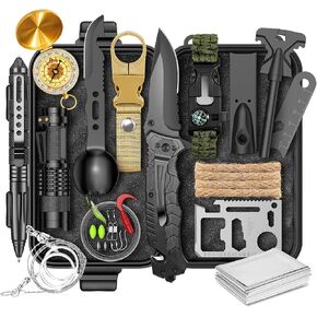 Gifts for Men Him Dad, Survival Kit and Equipment 25 Pcs, Christmas Stocking Stuffers,Camping Essentials, Survival Gear, Cool Gadgets for Men