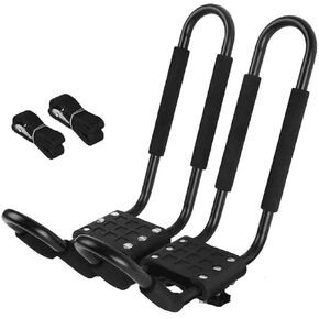 ROCKLAND 2 Pairs Universal Kayak Roof Rack - 165 LBS Capacity, Heavy-Duty Foldable J-Bar Carrier for SUVs, Cars, Trucks - Includes 4 Ratchet Straps & Mounting Hardware