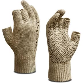 Riverruns Wool Fishing Gloves - Winter Fingerless Knitted Gloves for Men and Women 3-Cut Fingers Warm Gloves for Cold Weather, Fly Fishing, Ice Fishing, Kayaking