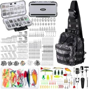 482 Pcs Fishing Tools Kit Fishing Accessories Kit Include Fish Hook Lures Hook Remover Lip Gripper Backpack for Men Women Gifts