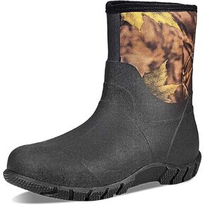 TENGTA Men's Wide Width Rubber Boots, Mid Calf Waterproof Mens Rain Boots, Neoprene Insulated Mens Mud Work Boots for Hunting Farming Gardening Mud Working