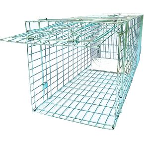 Folding Large Collapsible Humane Live Animal Cage Trap No-Kill Trapping Kit for Humane Catch Release Rabbits, Stray Cat, Squirrel, Raccoon, All Fit Sized Animals, Heavy Duty, 2-Doors 32"x11.5"x12.5" in Saudi Arabia