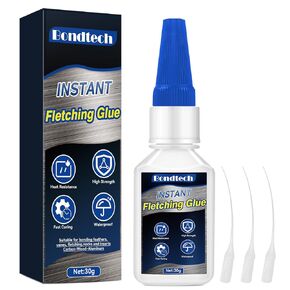 Fletching Glue 30 g, Arrow Glue, Instant Arrow Fletching Glue, Clear Insert Glue for Carbon Arrows, Fletching Vanes, Feathers and Inserts, Great for Aluminium, Carbon and Wood Shafts