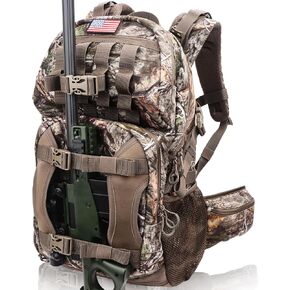 Waterproof Hunting Backpack for Men with Bow Holder | Silent Camo Pack, Large Hunting Bag with Ergonomic Straps for Outdoor Gear Accessories in Saudi Arabia