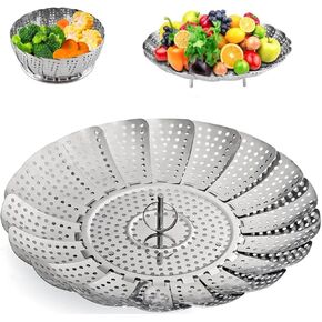 Steamer Basket Stainless Steel Instant Pot Accessories for Food and Vegetable, Zocy Premium Expandable Steam Basket to Fit Various Size Pots Medium (6.1" to 10.5"))