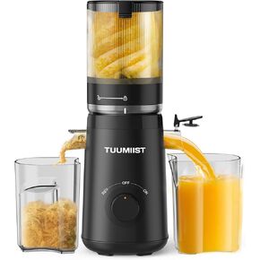 Juicer Machines, TUUMIIST Cold Press Juicer with 5.3" Extra Large Feed Chute Fit Whole Fruits & Vegetables Easy to Clean, High Juice Yield, BPA Free (Black)