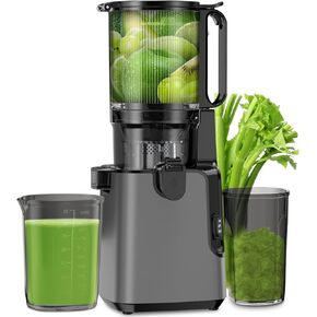 Cold Press Juicer, 6.1" Extra Large Feed Chute Juicer Machines for Whole Vegetables and Fruits, 350W Slow Masticating Juicer Machines Easy to Clean, High Juice Yield (Titanium Gray)