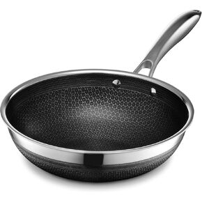 HexClad Hybrid Nonstick 12-Inch Wok, Stay-Cool Handle, Dishwasher and Oven Safe, Compatible with All Cooktops, Induction Ready