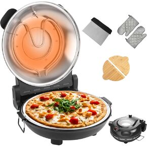Upgrade Pizza Oven,12 Inch Electric Pizza Oven Indoor Portable,Stone Pizza Oven,1200W Portable Countertop Pizza Ovens with Viewing Window