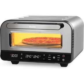 Pizza Oven Indoor, Heats up to 840℉,12" Pizzas in 2 Minutes, Countertop Electric Pizza Maker with 5 Touchscreen Presets, Pizza Cooker with Stone&Peel&Cutter Included