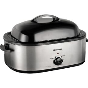 Roaster Oven 20 Quart, Electric Roaster Oven, Turkey Roaster Oven Electric with Self-Basting Lid, Removable Pan and Rack, Full-Range Temperature, Powerful 1450W Stainless Steel Roaster Oven, Silver