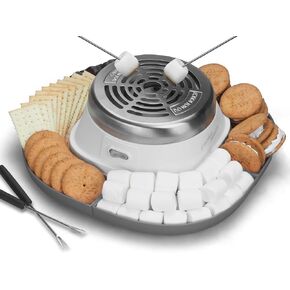 Smores Maker Tabletop Indoor Kit, Indoor Marshmallow Roaster, Flameless Electric S'mores Maker, Smores Maker with 4 Detachable Tray & Roasting Sticks, Gift for family & Date Night, Orange