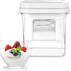 Greek Yogurt Strainer, 1200ml Greek Yogurt Maker with Ultra Fine Mesh Basket Pressure Spring 2024 Upgraded Strainer, BPA Free Greek Yogurt Strainer for Homemade Thick Greek Yogurt-Large