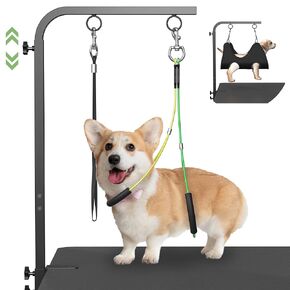 Adjustable Dog Grooming Arm with Clamps: 42" Height-Adjustable Pet Grooming Stand with Hammock and No-Sit Haunch Holders, Ideal for Home Grooming, Trimming, and Nail Clipping (Table Not Included)
